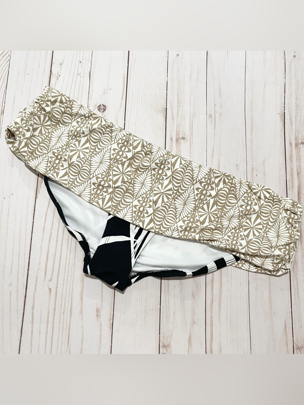 Anne Cole Signature Bikini Bottoms — Black & Beige Print Size Large